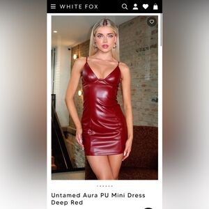 Chic Burgundy Faux Leather Mini Dress